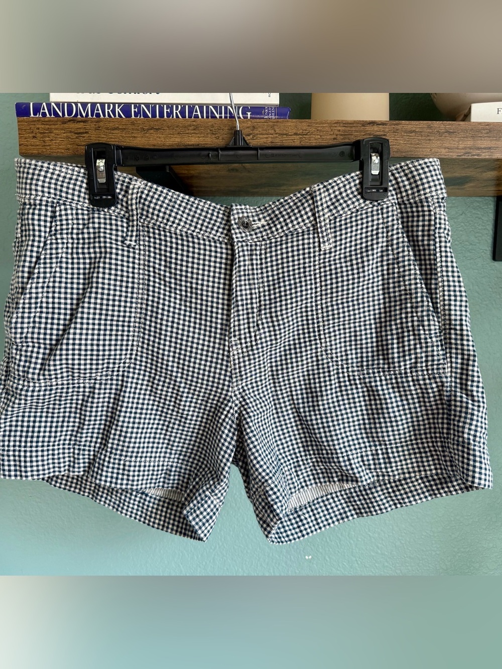 Levi’s Navy Gingham Cotton Shorts Size 10 30 Coastal Preppy Summer